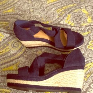 Blue Suede Wedges